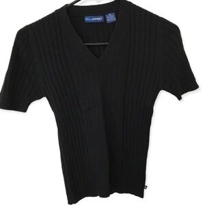 3/$15 vintage blue asphalt black short sleeve knit top